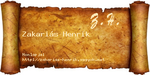 Zakariás Henrik névjegykártya